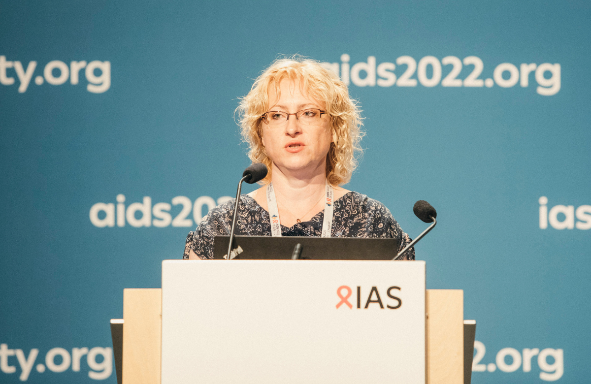 La doctora Justyna Kowalska, en la AIDS 2022. Photo©Jordi Ruiz Cirera/IAS